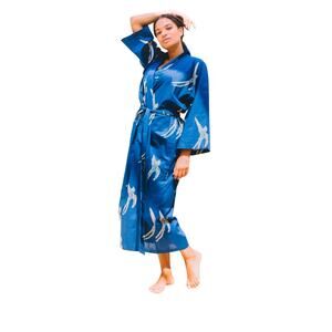 Susannah 100% Organic Cotton Lightweight Kimono Robe Women's One Size Sparrows